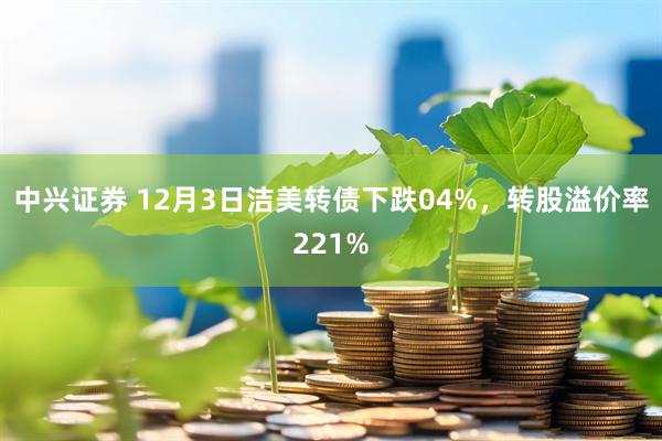 中兴证券 12月3日洁美转债下跌04%，转股溢价率221%